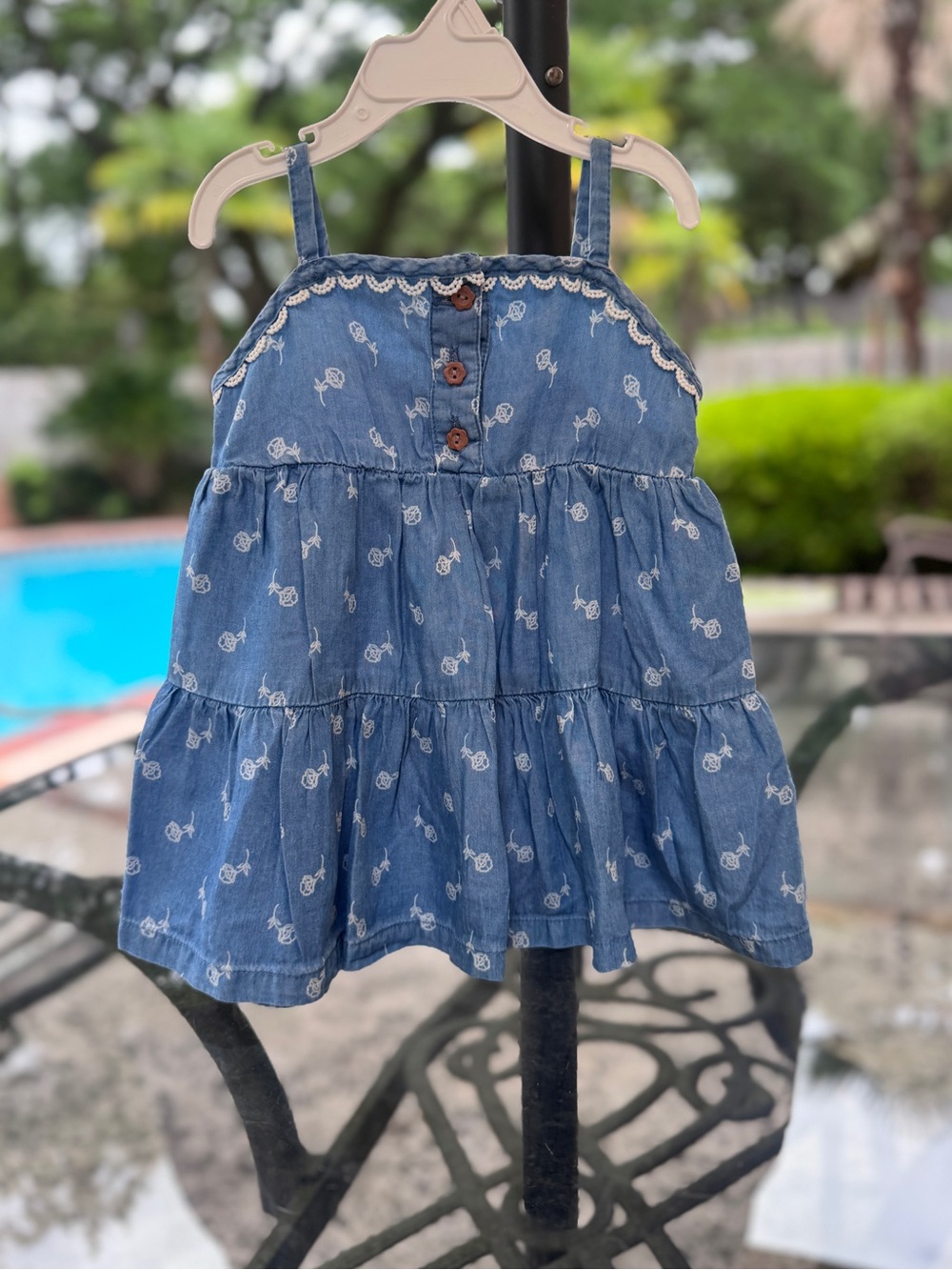Girls Denim Blue Bohemian Summer Dress, 3T
